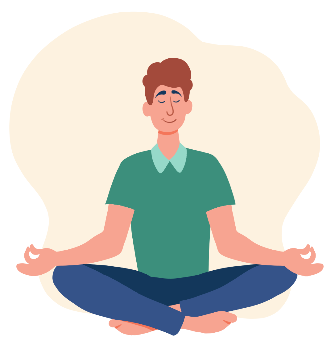Illustration of a person sitting in a meditation pose with eyes closed